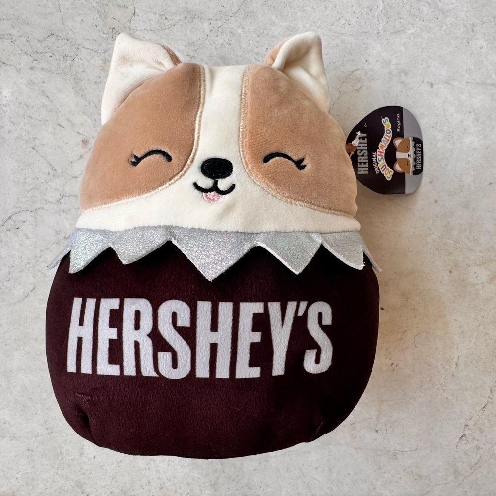 Squishmallows Hershey's Corgi Dog Plush Toy with Silver and Brown Accents
